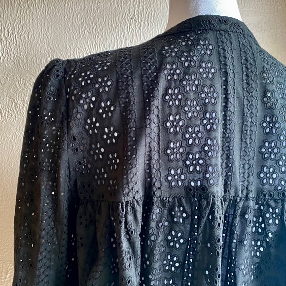 NWT Madewell black eyelet lace pop over peasant top Size M - Picture 10 of 15